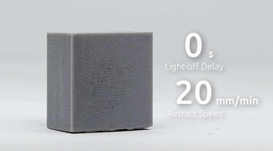 Slow retract speed with no Light-off delay in resin 3D printing. blooming effect