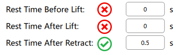 do not use rest time before lift and rest time after lift